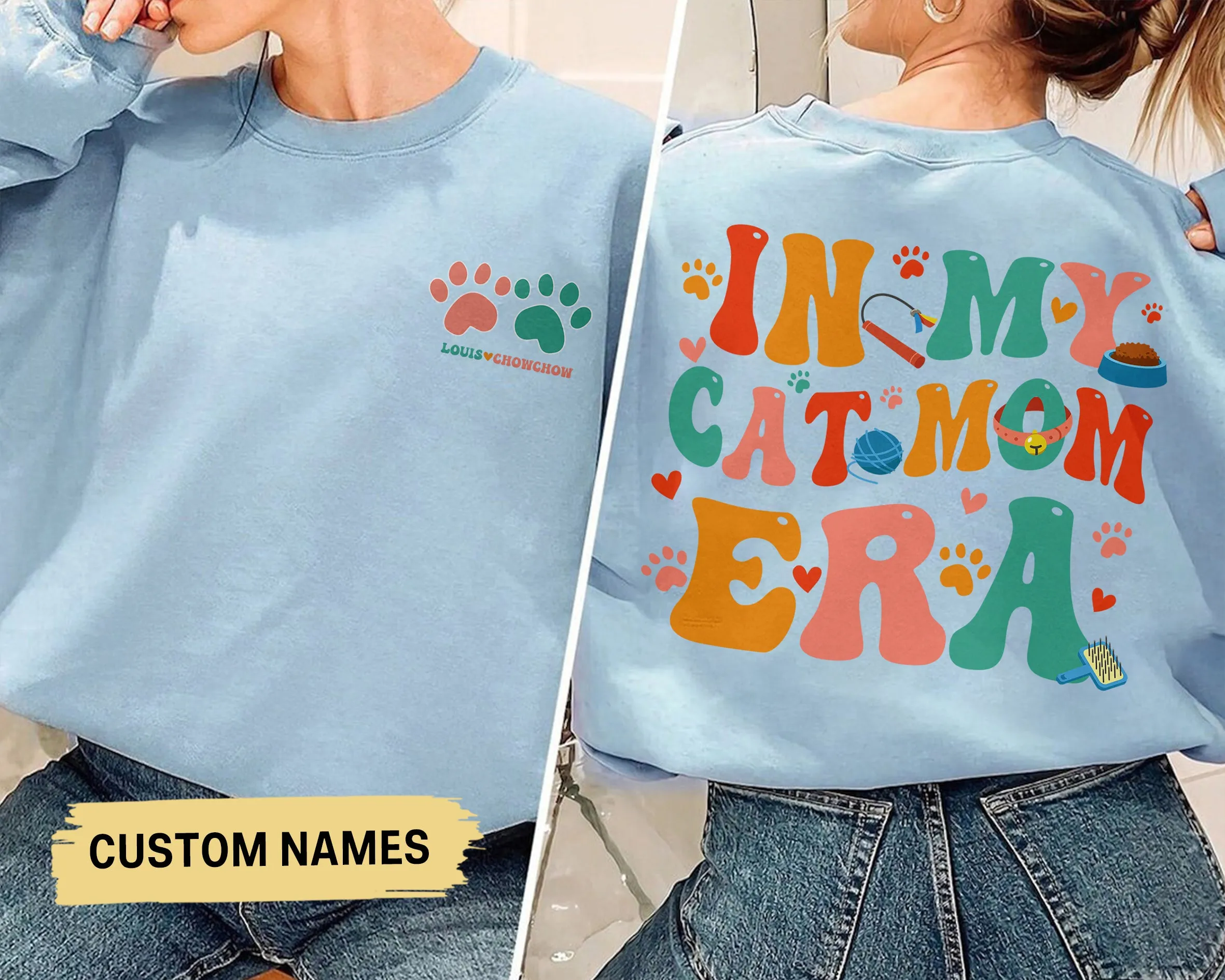 In My Cat Mom Era Sweatshirt, Custom Cat Name Shirt, Cat Mom Shirt Gifts, Cat Lover Gift, Cat Mom Gift, Crazy Cat Lady, Cat Mama Shirt
