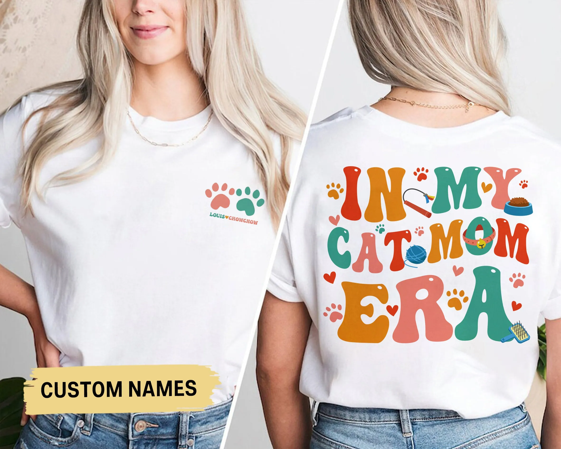 In My Cat Mom Era T-shirt, Custom Cat Name Shirt, Cat Mom Shirt Gifts, Cat Lover Gift, Cat Mom Gift, Crazy Cat Lady, Cat Mama Shirt
