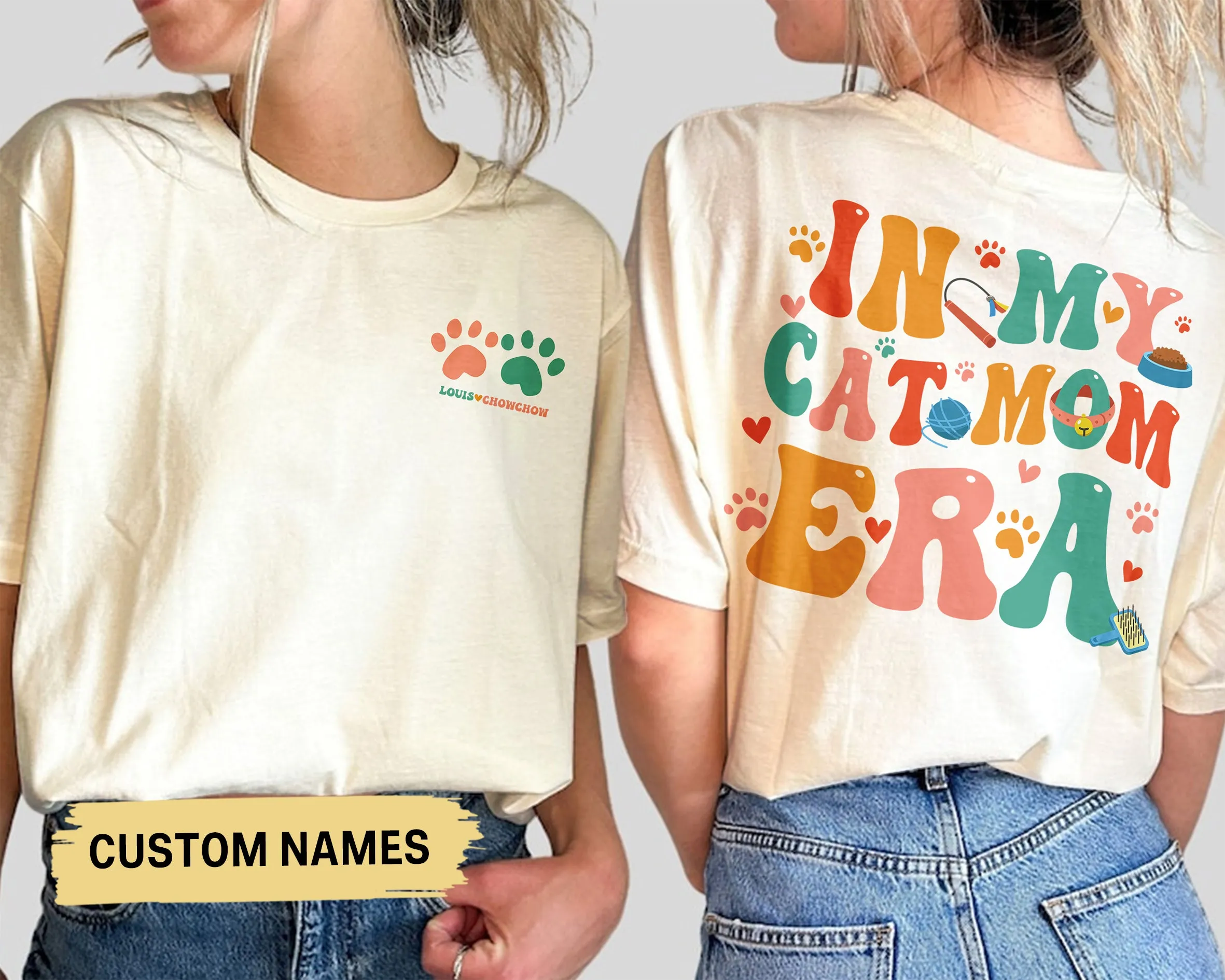 In My Cat Mom Era T-shirt, Custom Cat Name Shirt, Cat Mom Shirt Gifts, Cat Lover Gift, Cat Mom Gift, Crazy Cat Lady, Cat Mama Shirt