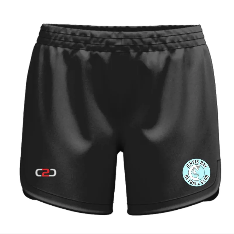 JBNC Jervis Bay Netball Curved SlimFit HP Shorts Pro Black Girls/Ladies