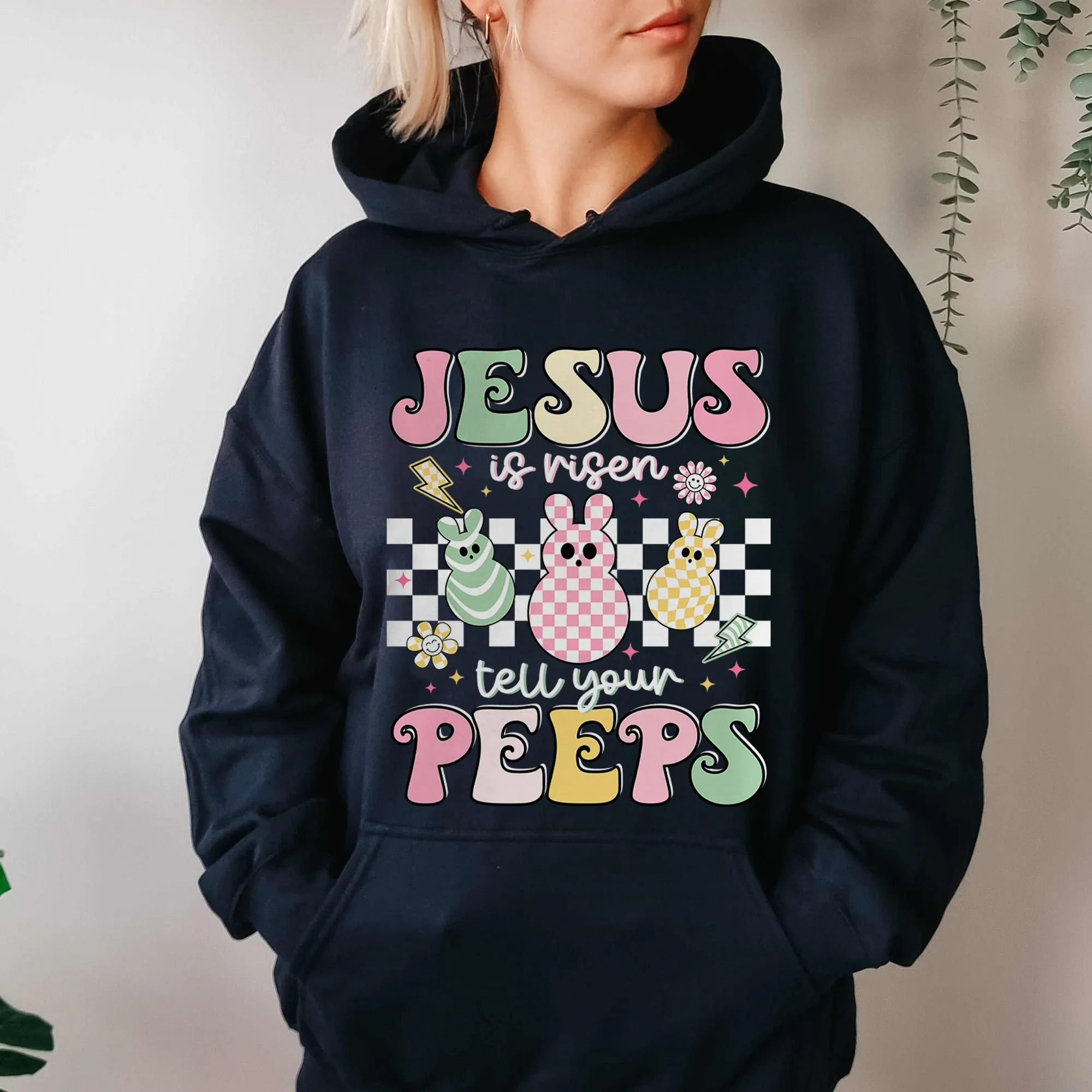 Jesus Is Risen Tell Your Peeps Hoodie, Easter Christian Kids Shirt, Jesus Easter Crewneck, He is Risen Shirt, Religious Easter Shirt