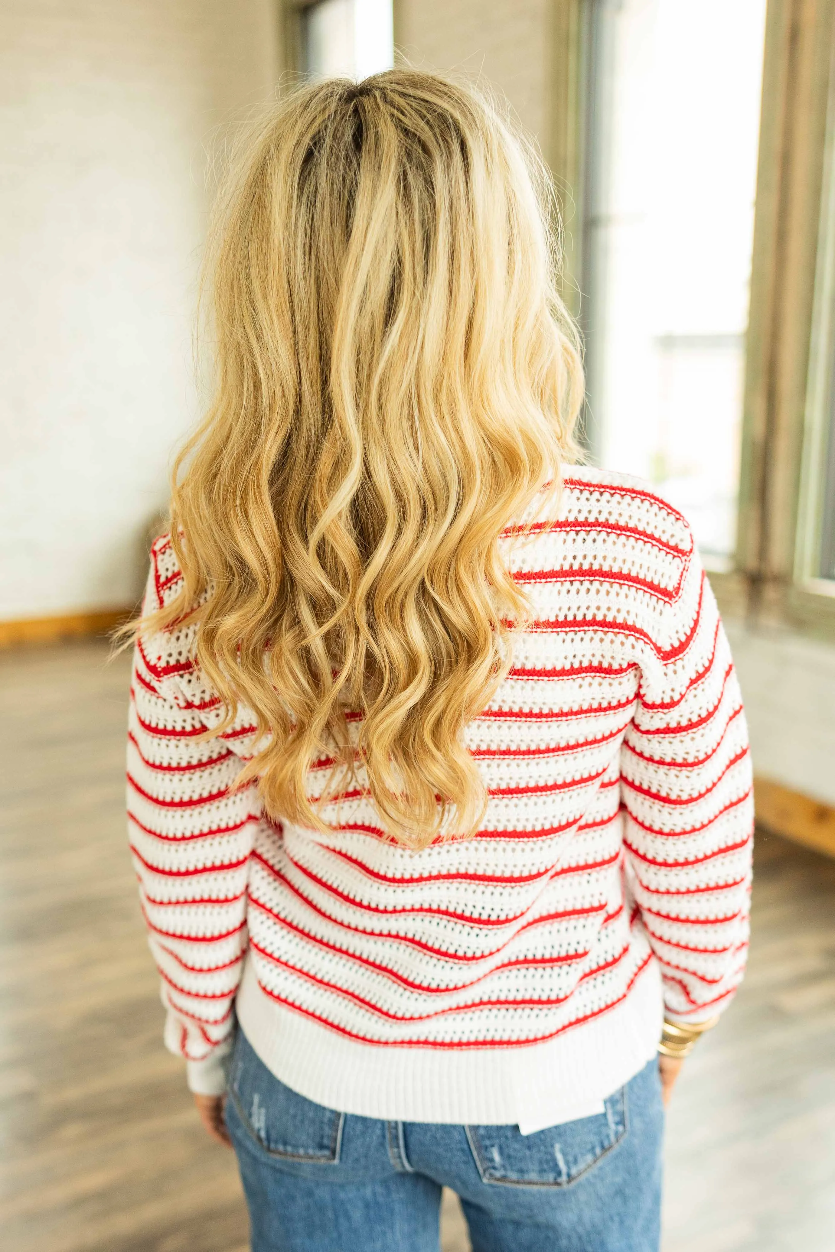 JOELLE FRONT TIE STRIPED CARDIGAN