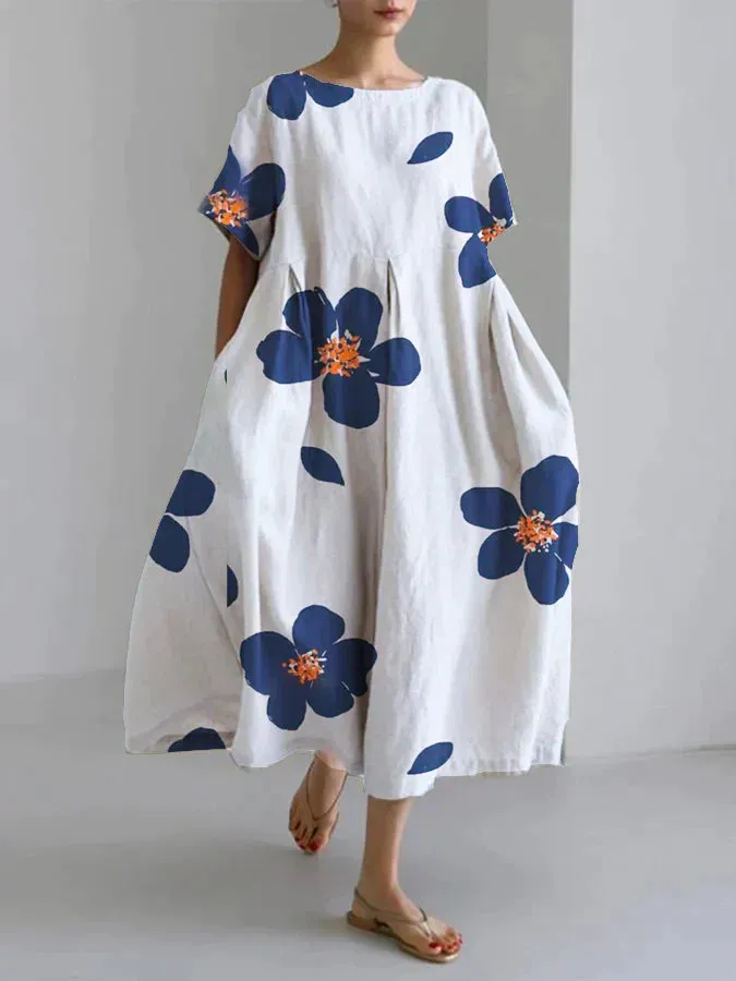 Julie -Casual loose floral round neck dress for women in spring and summer