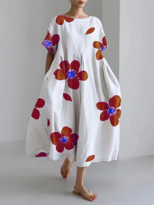 Julie -Casual loose floral round neck dress for women in spring and summer