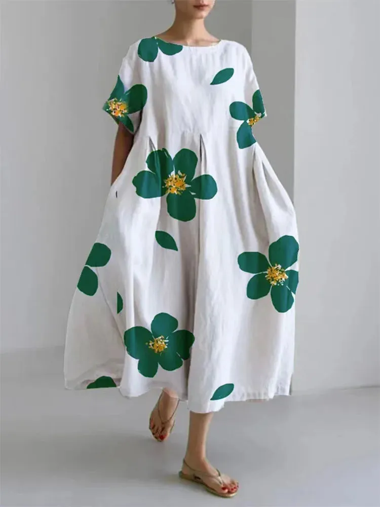 Julie -Casual loose floral round neck dress for women in spring and summer