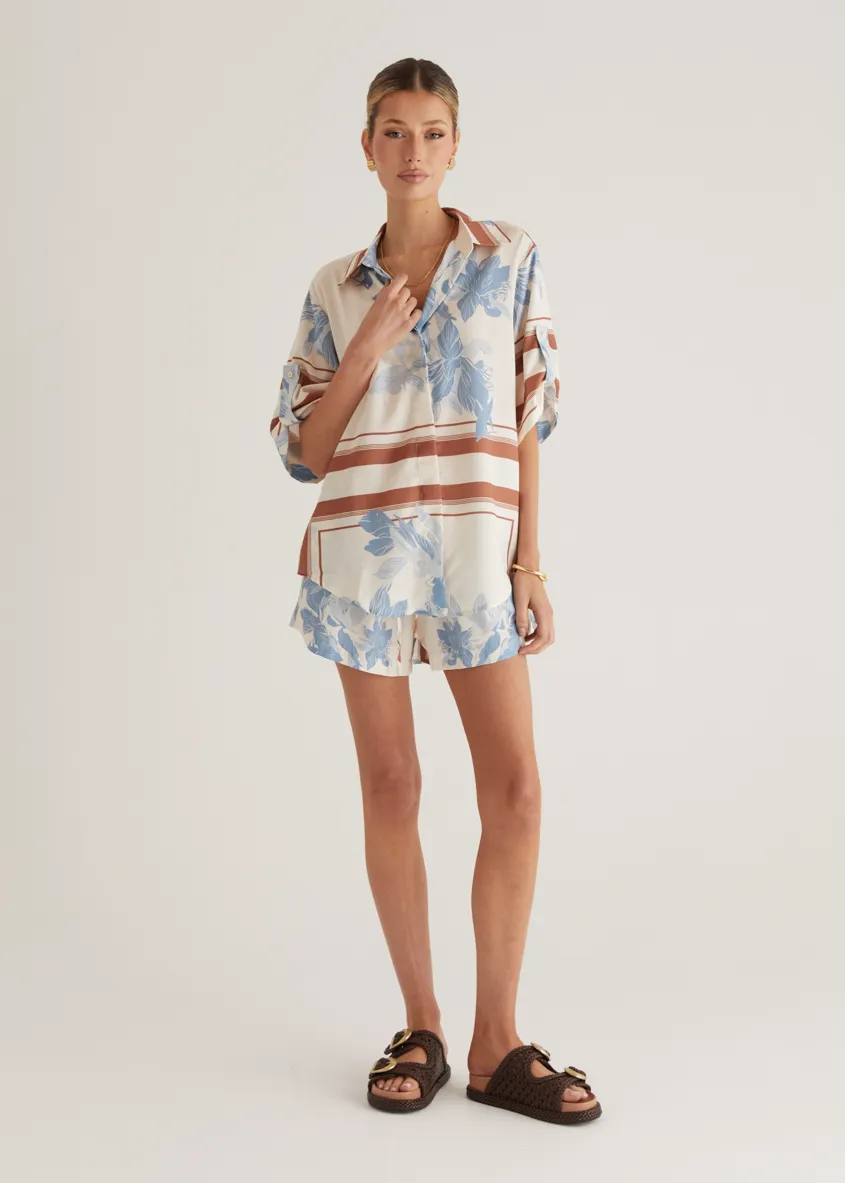 Kaycie Shorts - Blue Flowers