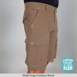 Khaki Corduroy Cargo Shorts