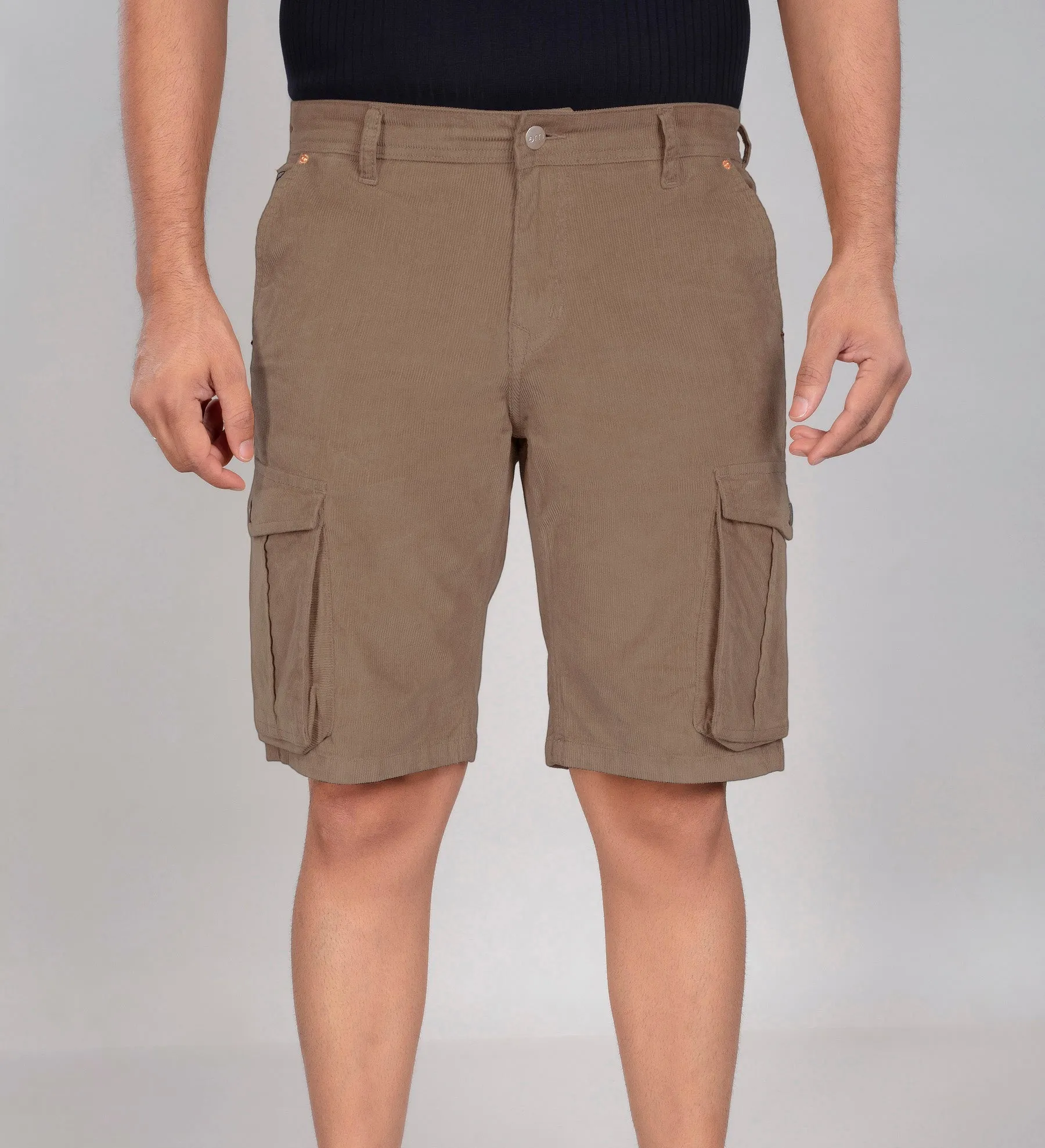 Khaki Corduroy Cargo Shorts