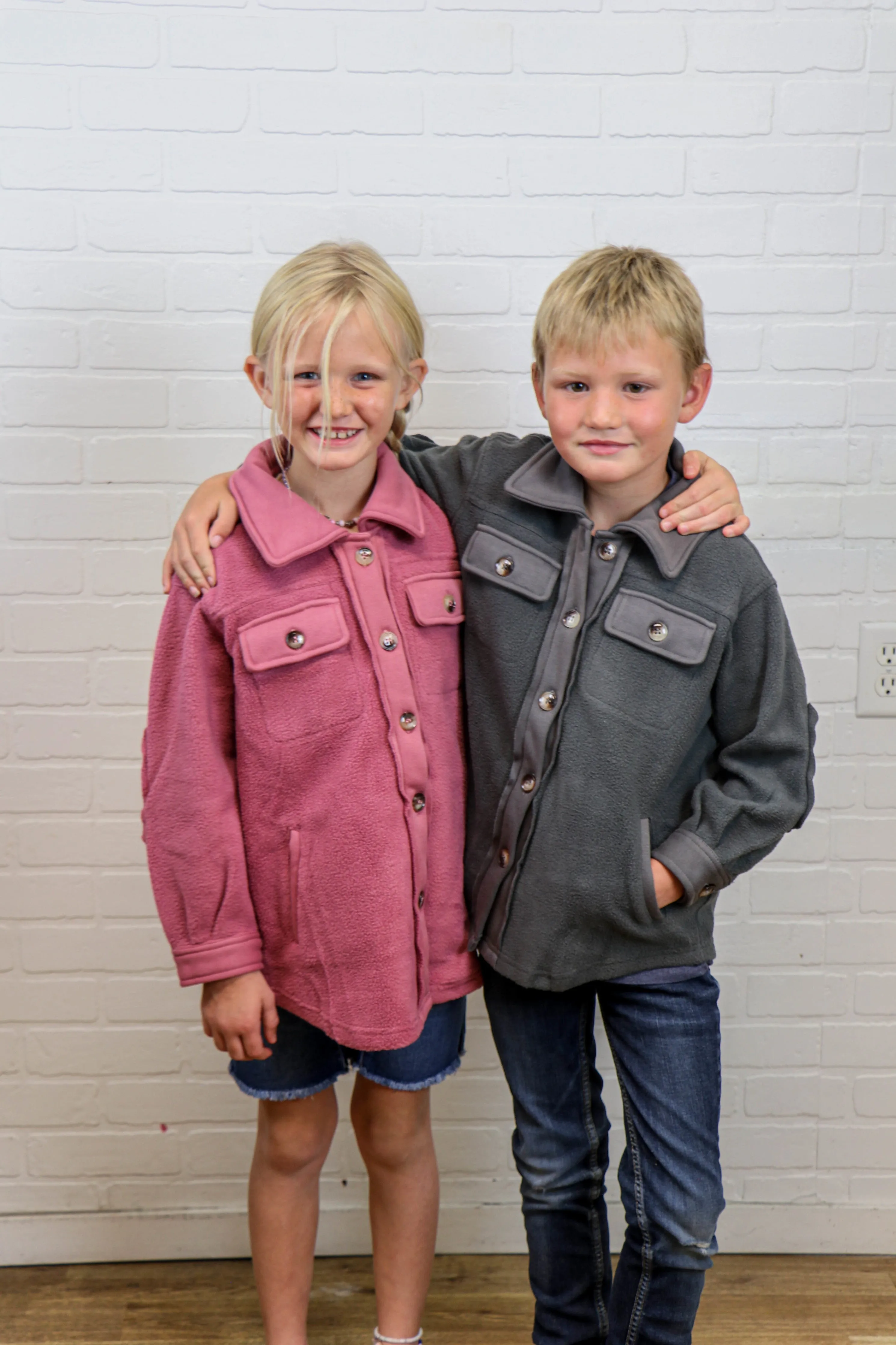 Kids Sherpa Jacket in Grey- Final Sale