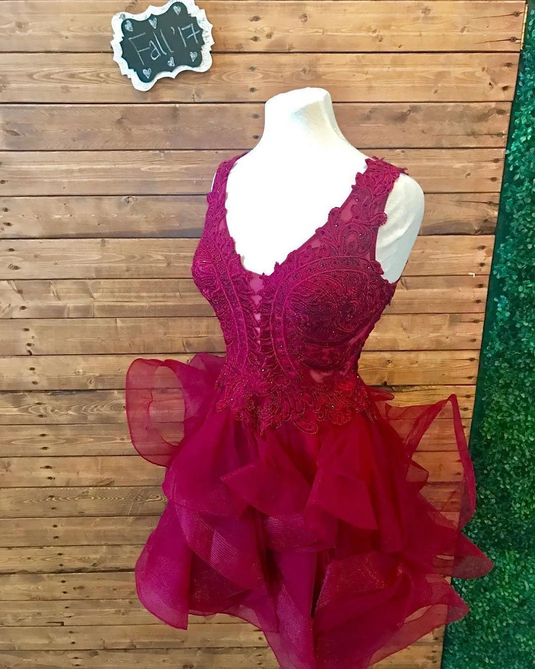 Lace V Neck Cheap Burgundy Homecoming Dresses 2018, BDY0190