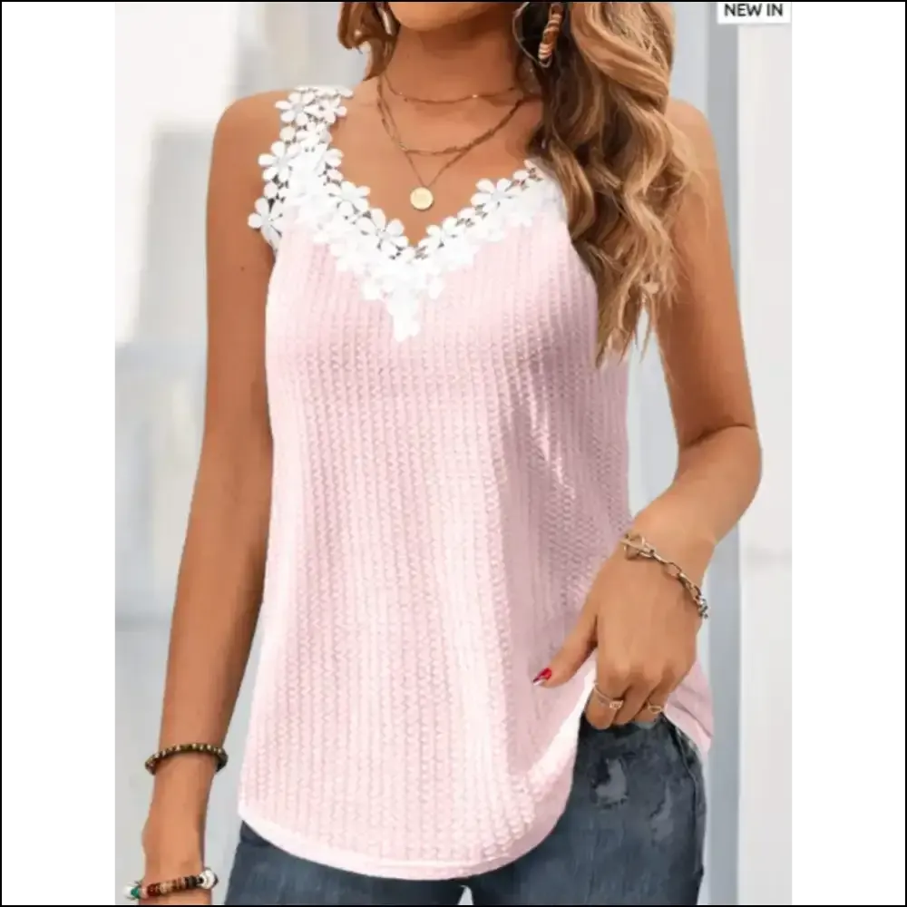 Lace V-Neck Tank Top - Chic & Stylish