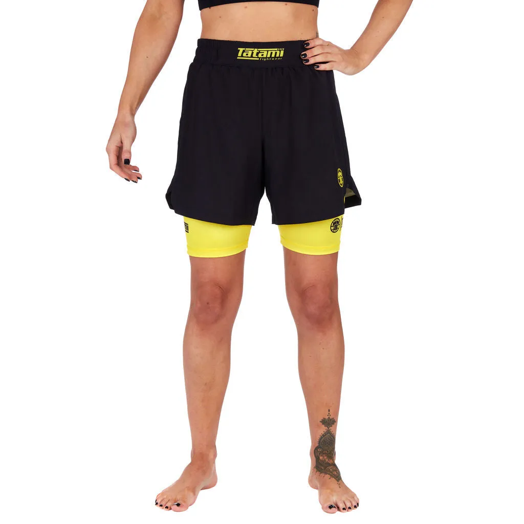 Ladies Dual Layer Grappling Shorts - Yellow
