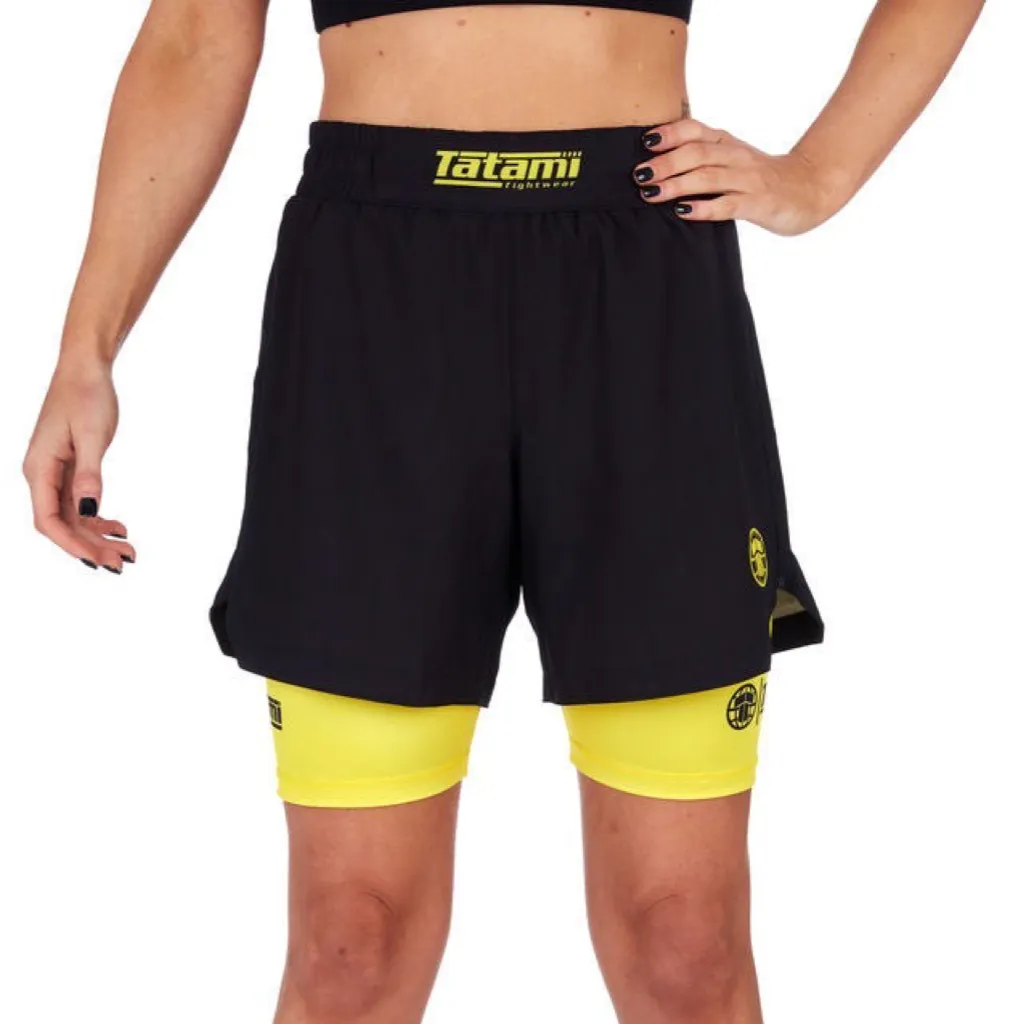 Ladies Dual Layer Grappling Shorts - Yellow