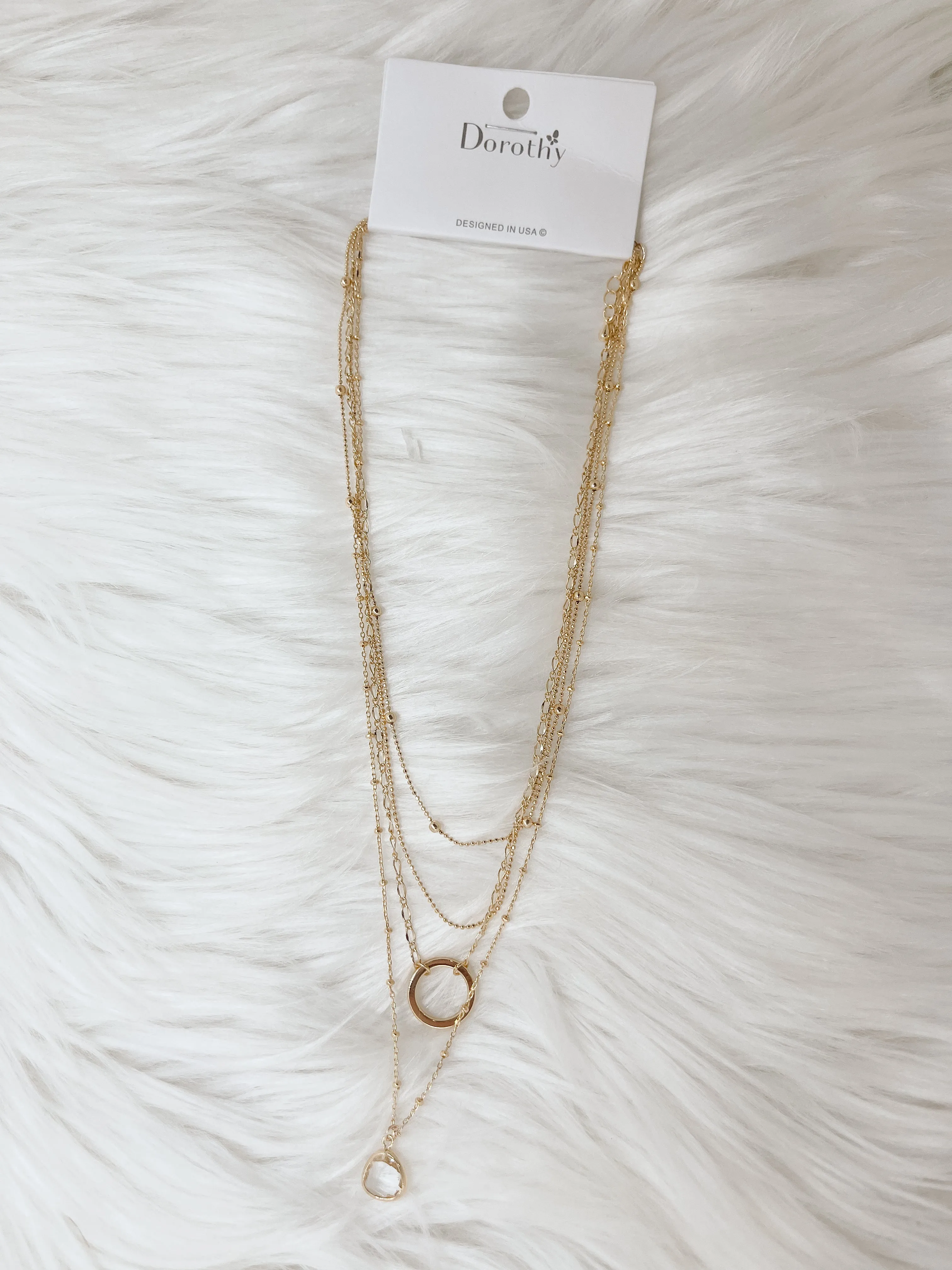 Layered Crystal Charm Necklace