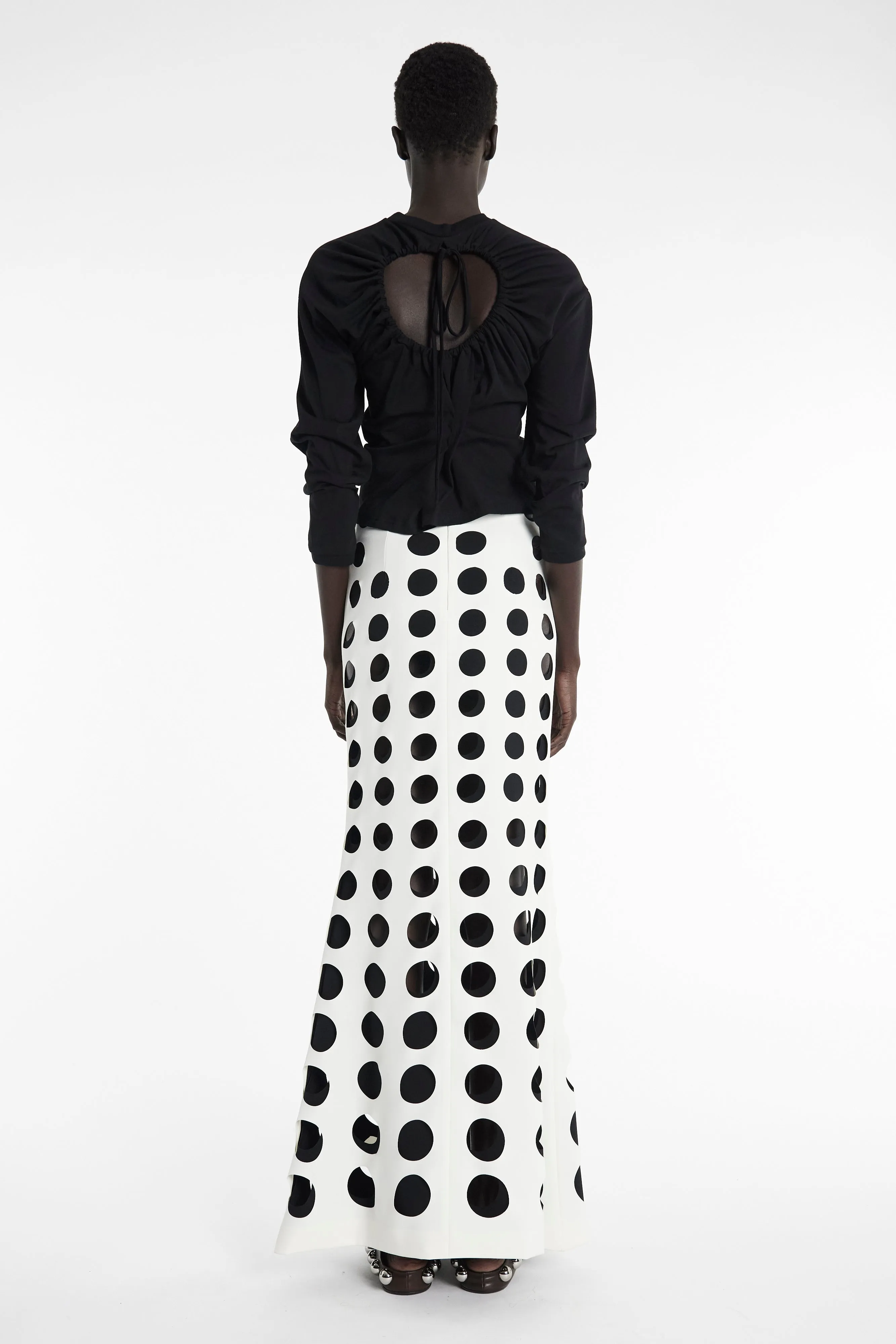 Layered Hole Skirt White Black