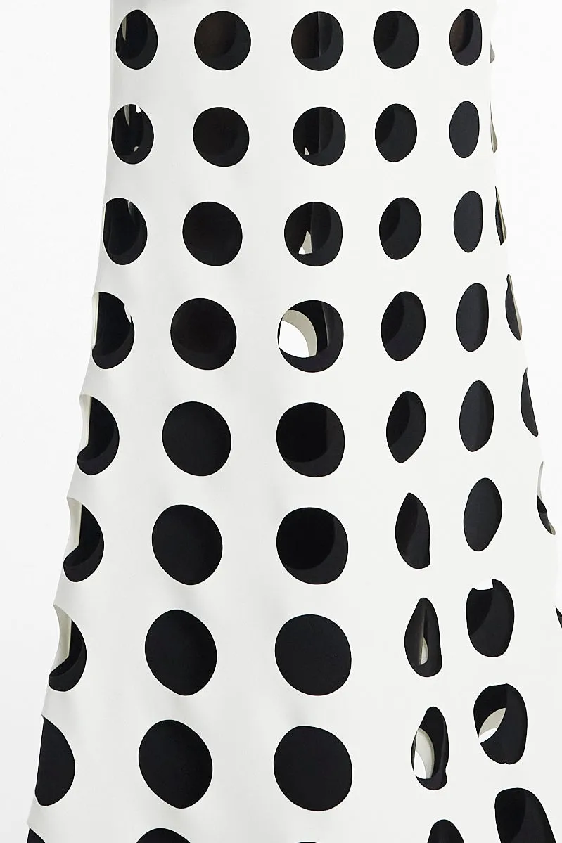 Layered Hole Skirt White Black