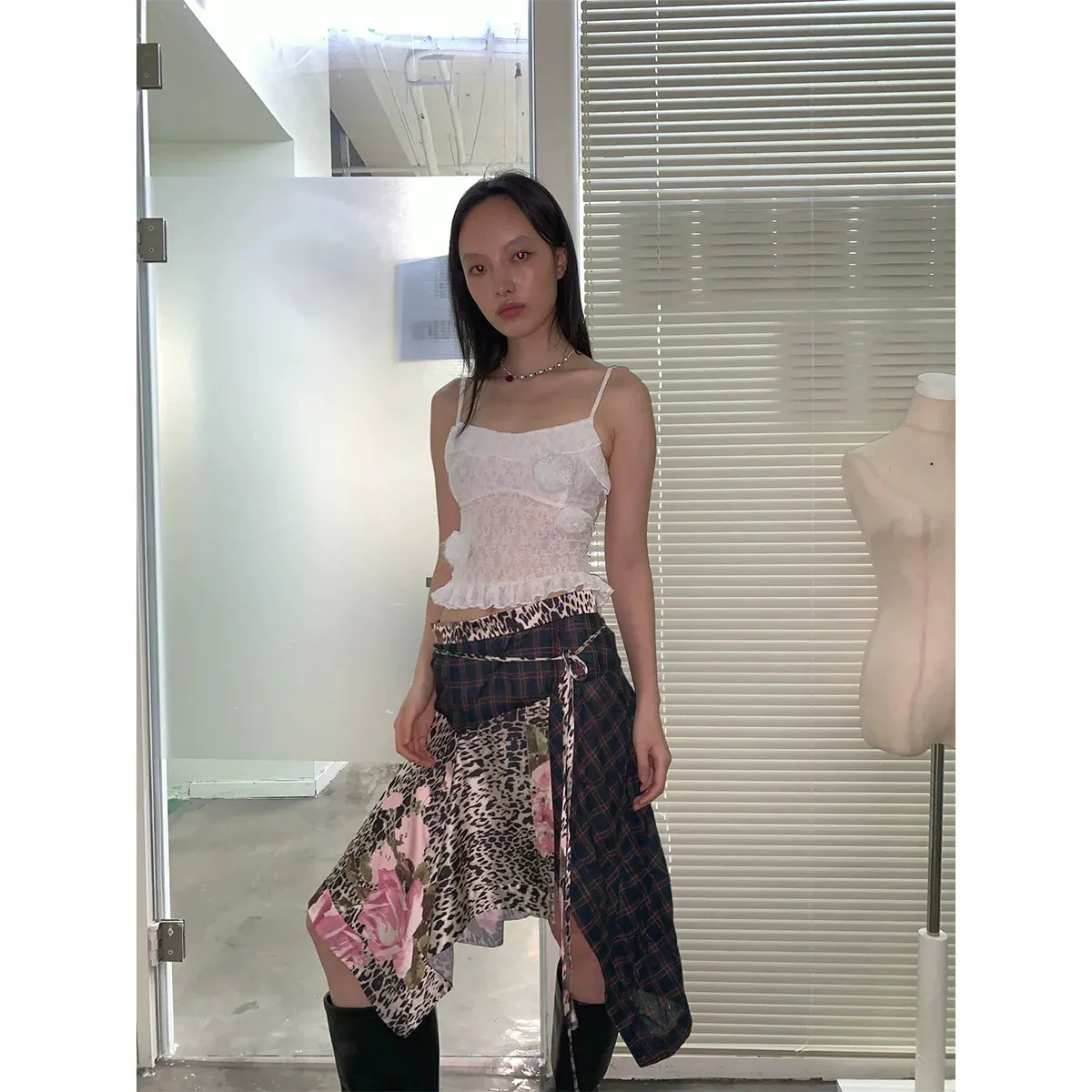 Leopard Print Patchwork Skirt