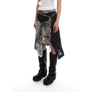 Leopard Print Patchwork Skirt