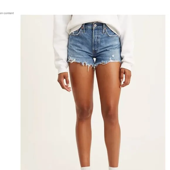 Levi's 501 24 NWT Athens Medium Wash Denim High waist Cut Off Jeans Shorts W24