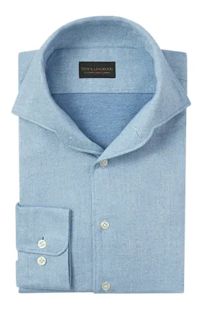 Light Blue One Piece Collar Standard Fit Flannel Shirt