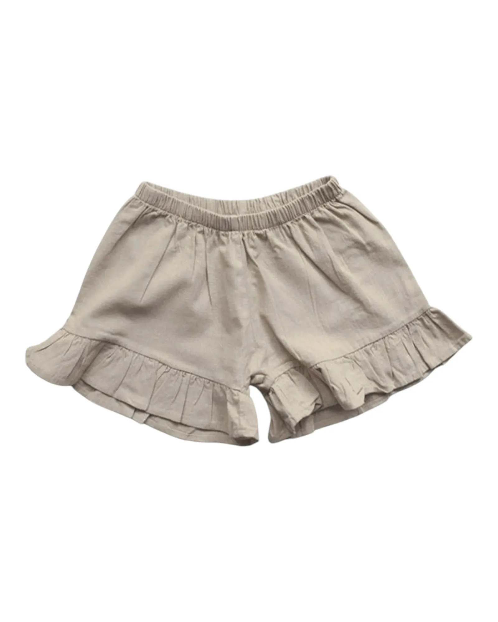 Linen Shorts with Ruffled Base Trim