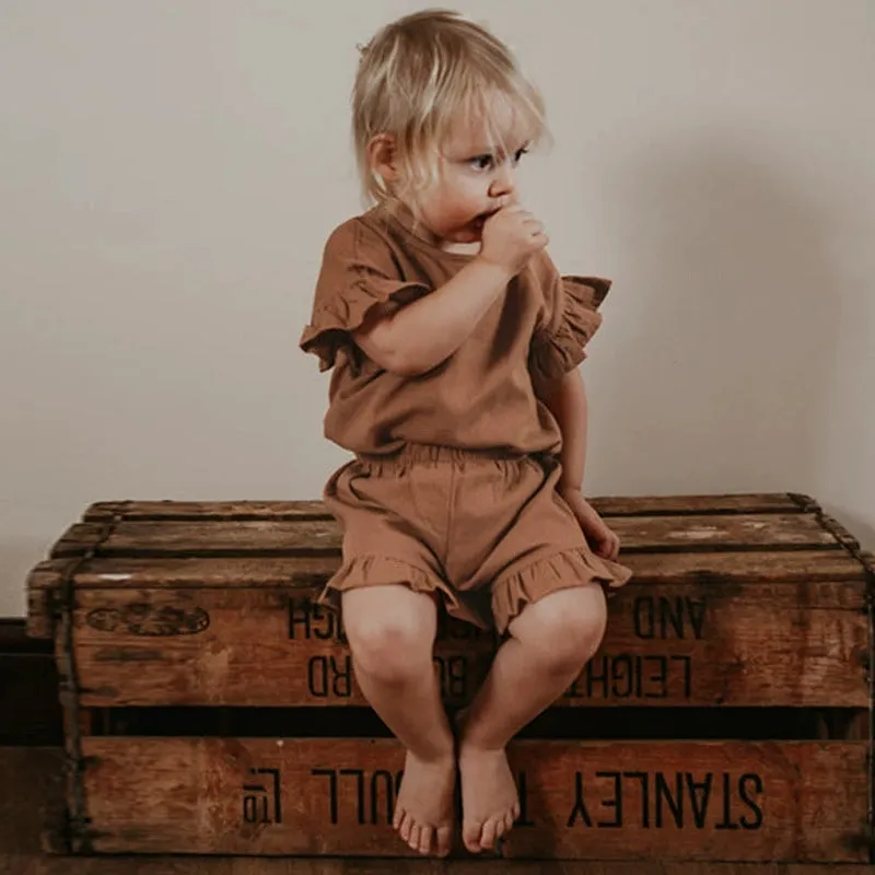 Linen Shorts with Ruffled Base Trim