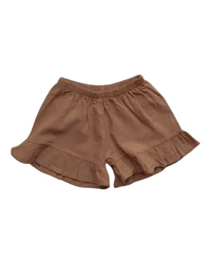 Linen Shorts with Ruffled Base Trim