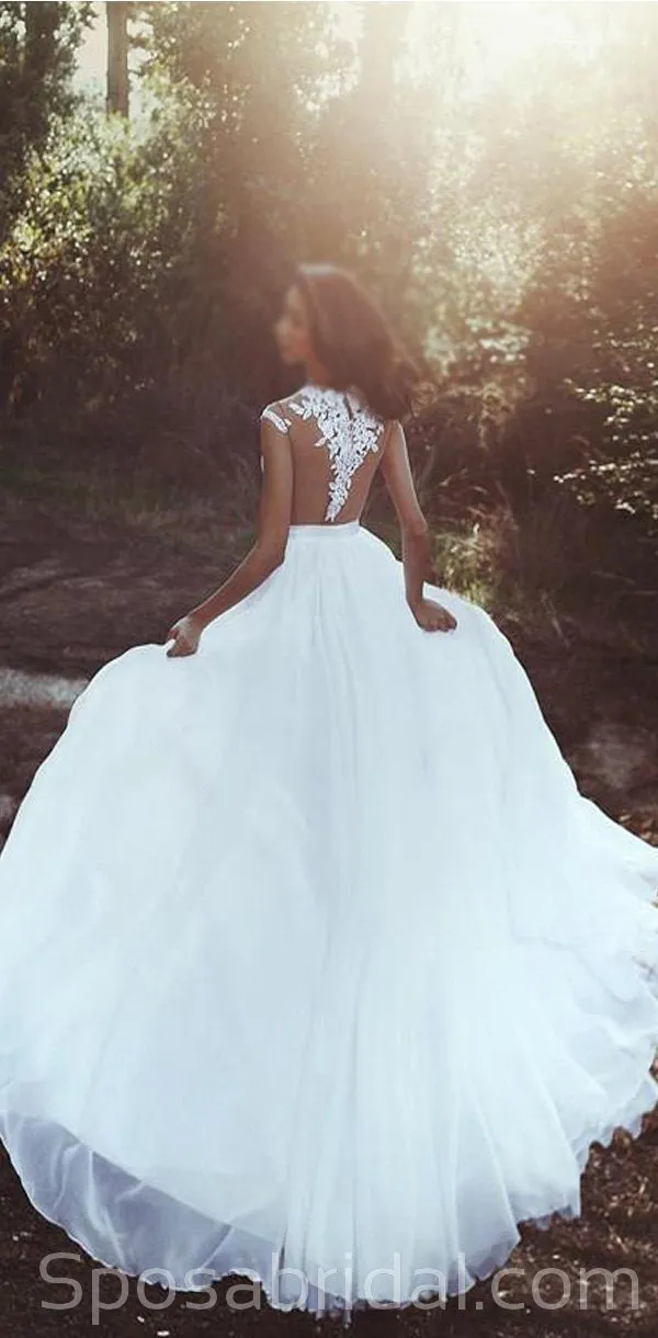 Long A-line Top Lace Appliques Side Slit Newest Custom Elegant Wedding Dresses, WD0355