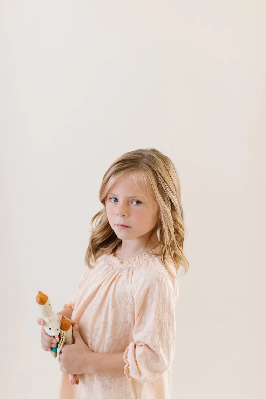 Long Sleeve Smocked Pointelle Day Gown, Vintage Peach