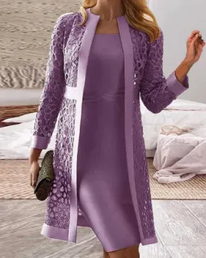 Lucy - Ladies lace cardigan dress two-piece set