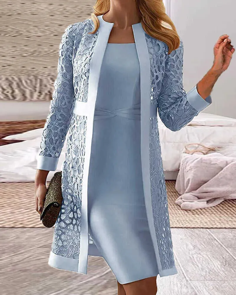 Lucy - Ladies lace cardigan dress two-piece set