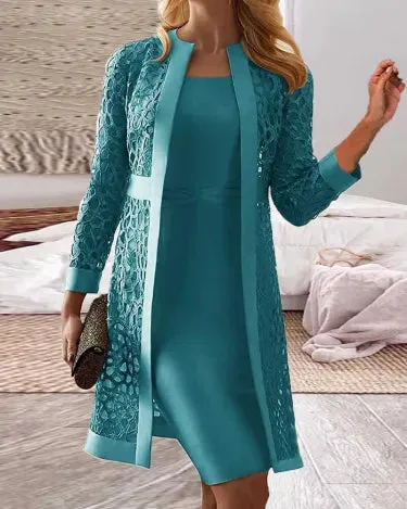 Lucy - Ladies lace cardigan dress two-piece set