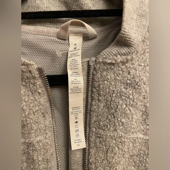 lululemon athletica Gray Bomber Jacket Sweater