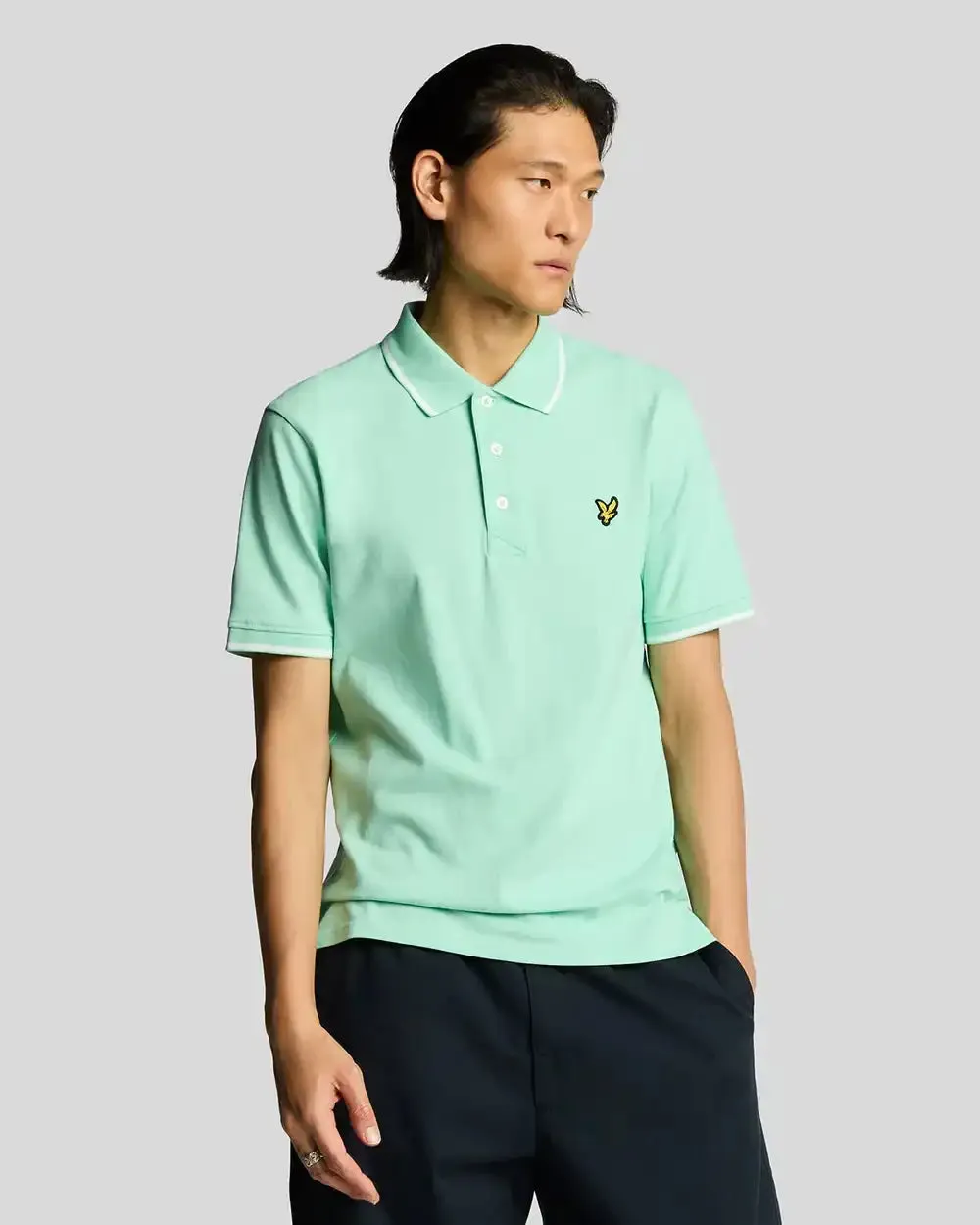 Lyle & Scott Mens Tipped Polo Shirt Aquamarine/White
