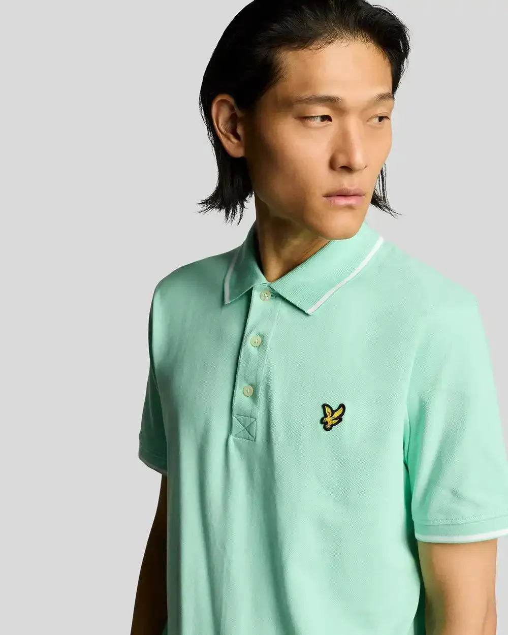 Lyle & Scott Mens Tipped Polo Shirt Aquamarine/White