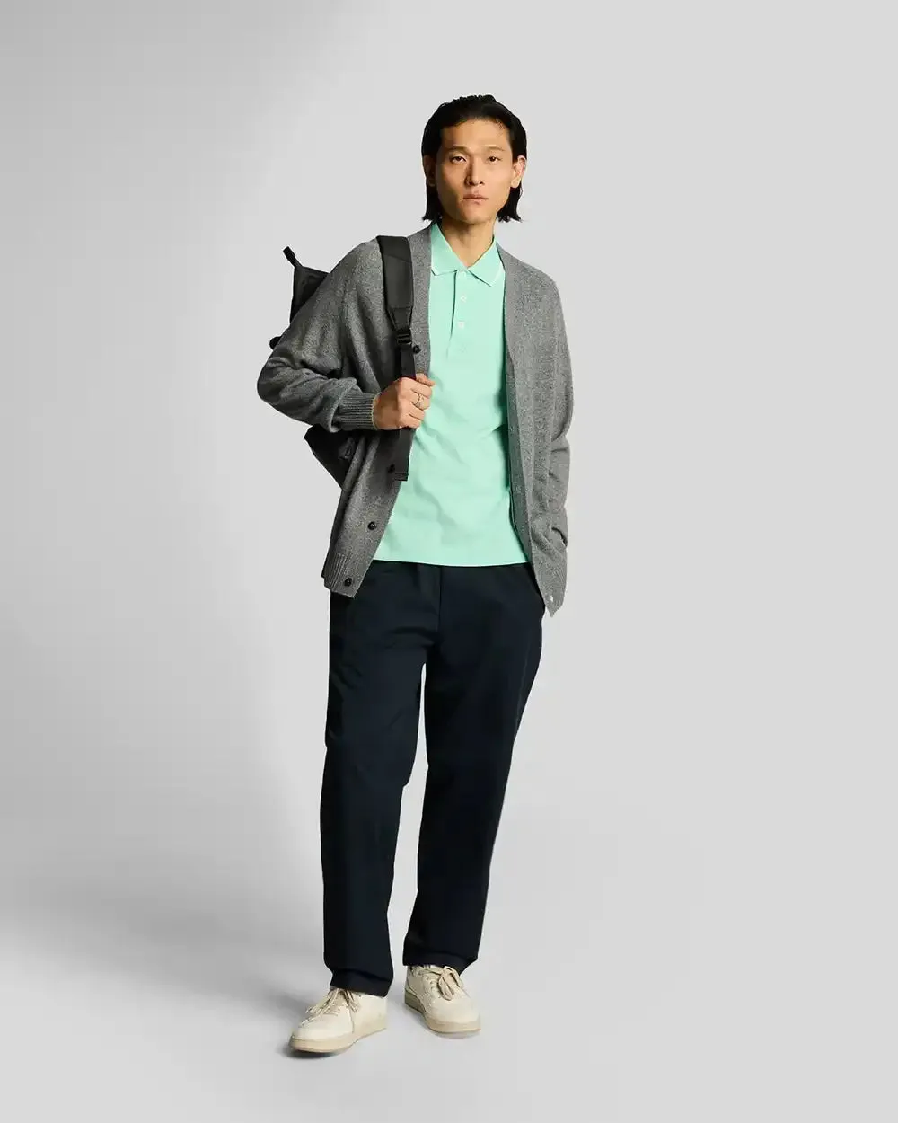 Lyle & Scott Mens Tipped Polo Shirt Aquamarine/White
