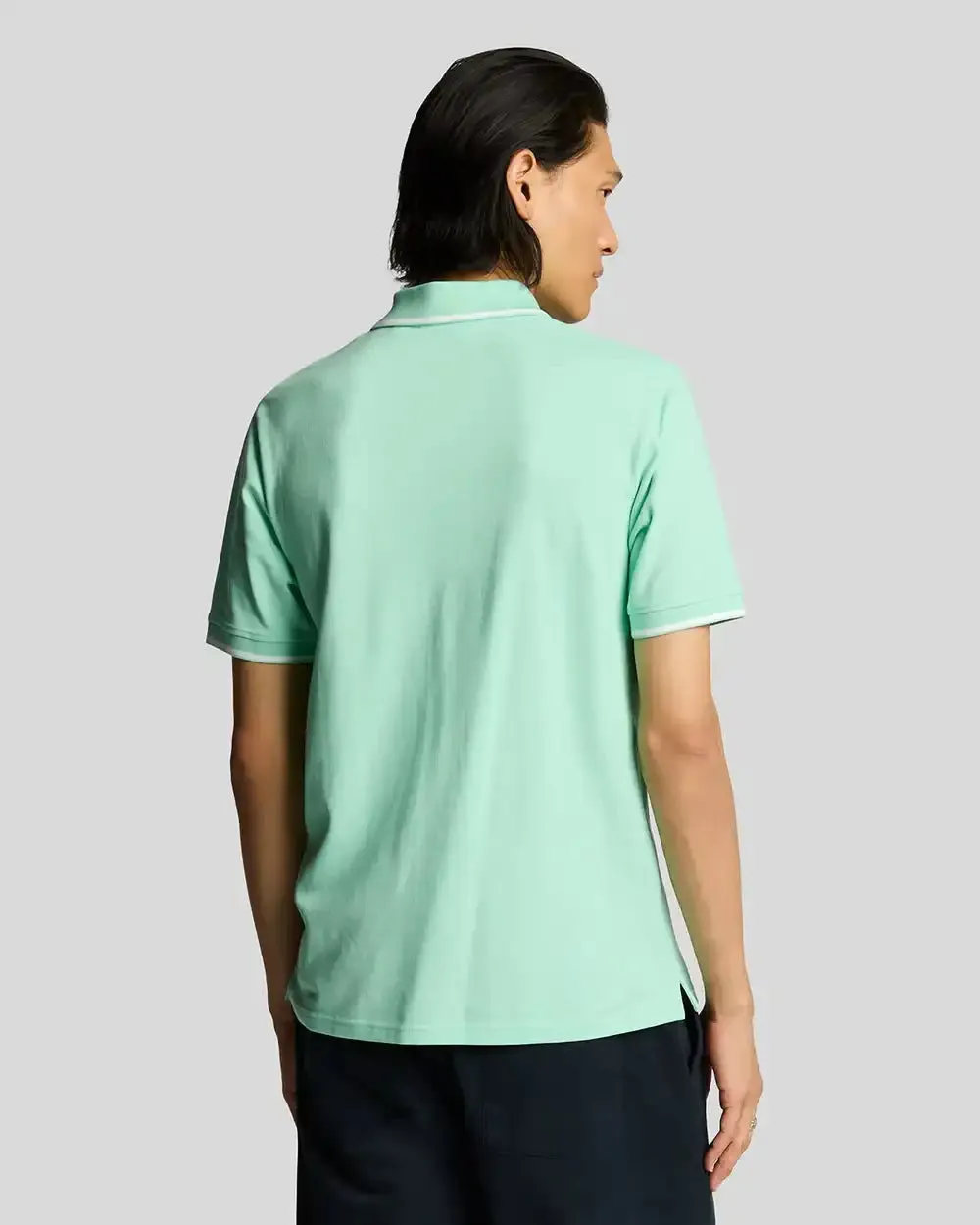 Lyle & Scott Mens Tipped Polo Shirt Aquamarine/White