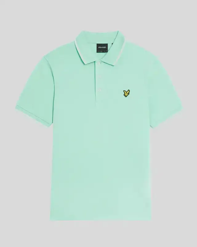 Lyle & Scott Mens Tipped Polo Shirt Aquamarine/White