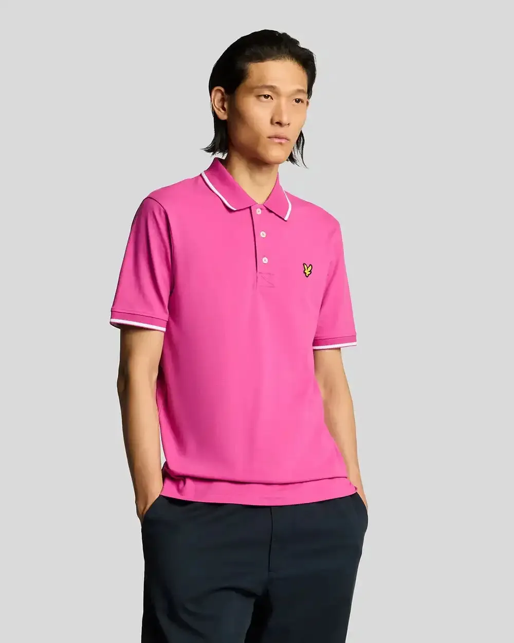 Lyle & Scott Mens Tipped Polo Shirt Fuchsia/White