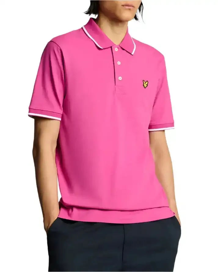 Lyle & Scott Mens Tipped Polo Shirt Fuchsia/White