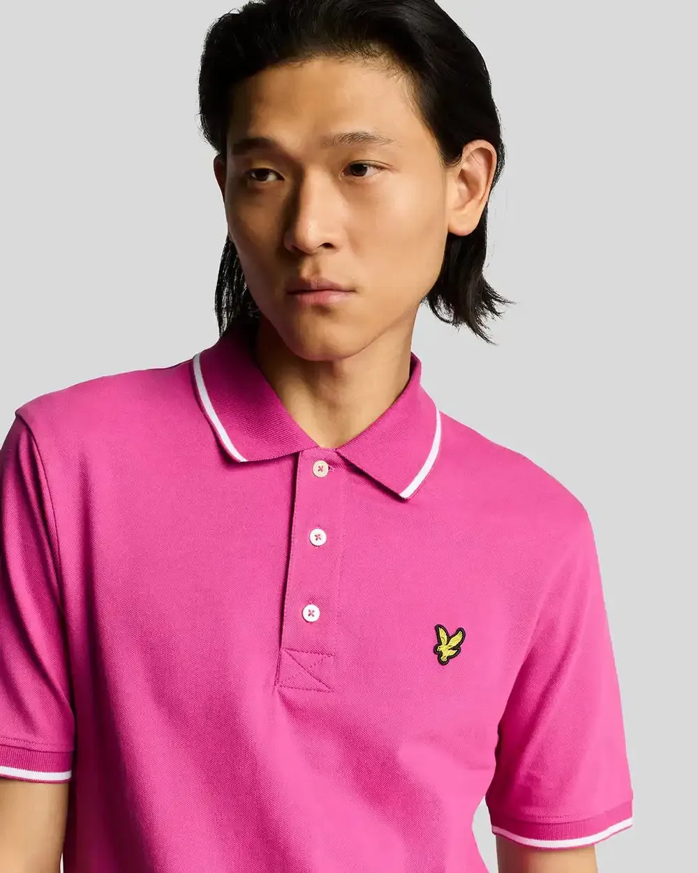 Lyle & Scott Mens Tipped Polo Shirt Fuchsia/White