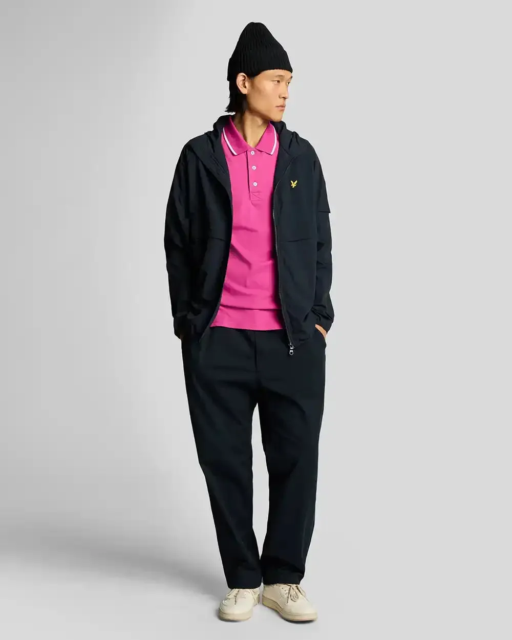 Lyle & Scott Mens Tipped Polo Shirt Fuchsia/White
