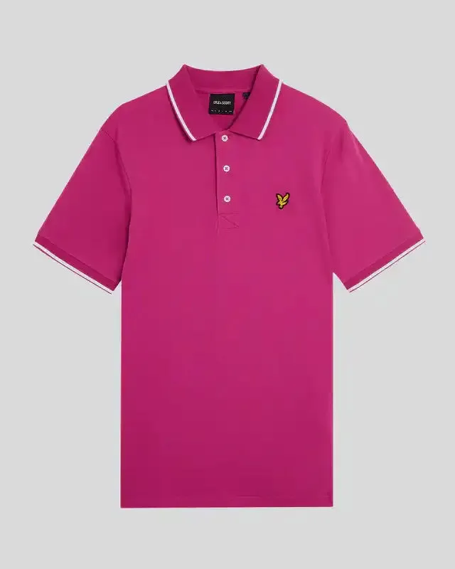 Lyle & Scott Mens Tipped Polo Shirt Fuchsia/White