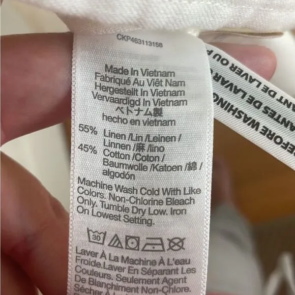 Madewell Linen Cotton Ivory Princess Seamed Equate Neck Maxi Apron Dress M NWOT
