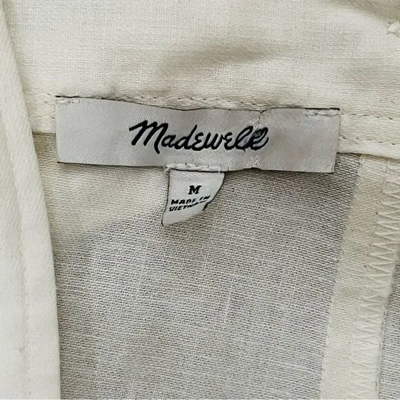 Madewell Linen Cotton Ivory Princess Seamed Equate Neck Maxi Apron Dress M NWOT