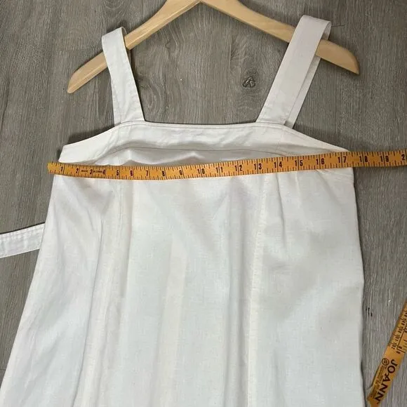 Madewell Linen Cotton Ivory Princess Seamed Equate Neck Maxi Apron Dress M NWOT