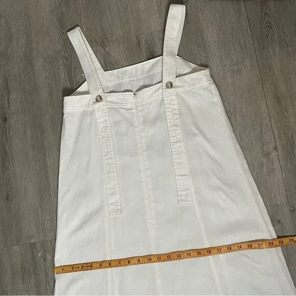 Madewell Linen Cotton Ivory Princess Seamed Equate Neck Maxi Apron Dress M NWOT