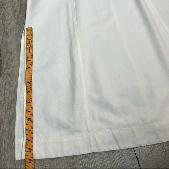 Madewell Linen Cotton Ivory Princess Seamed Equate Neck Maxi Apron Dress M NWOT