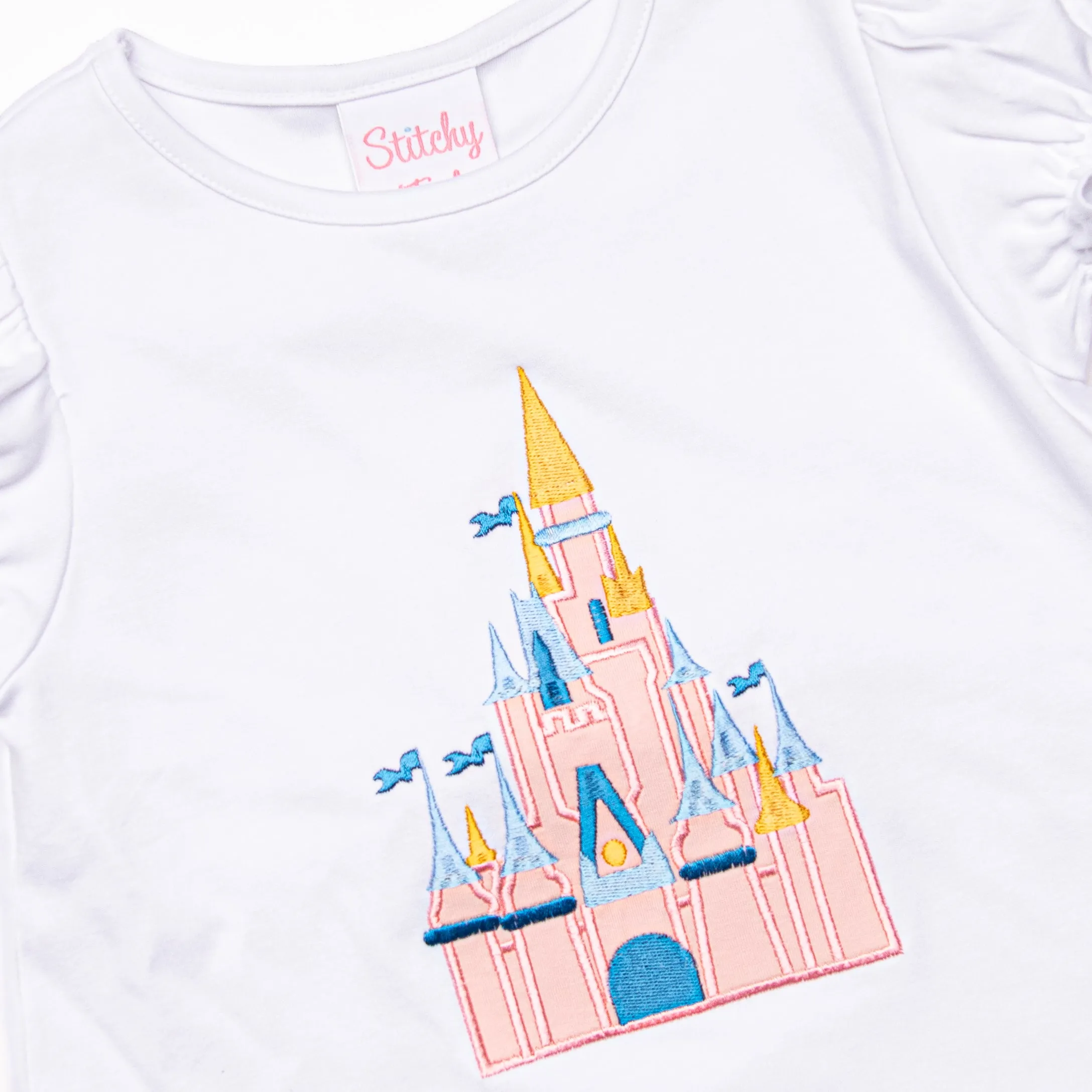 Magical Castle Applique Ruffle Short Set, Pink