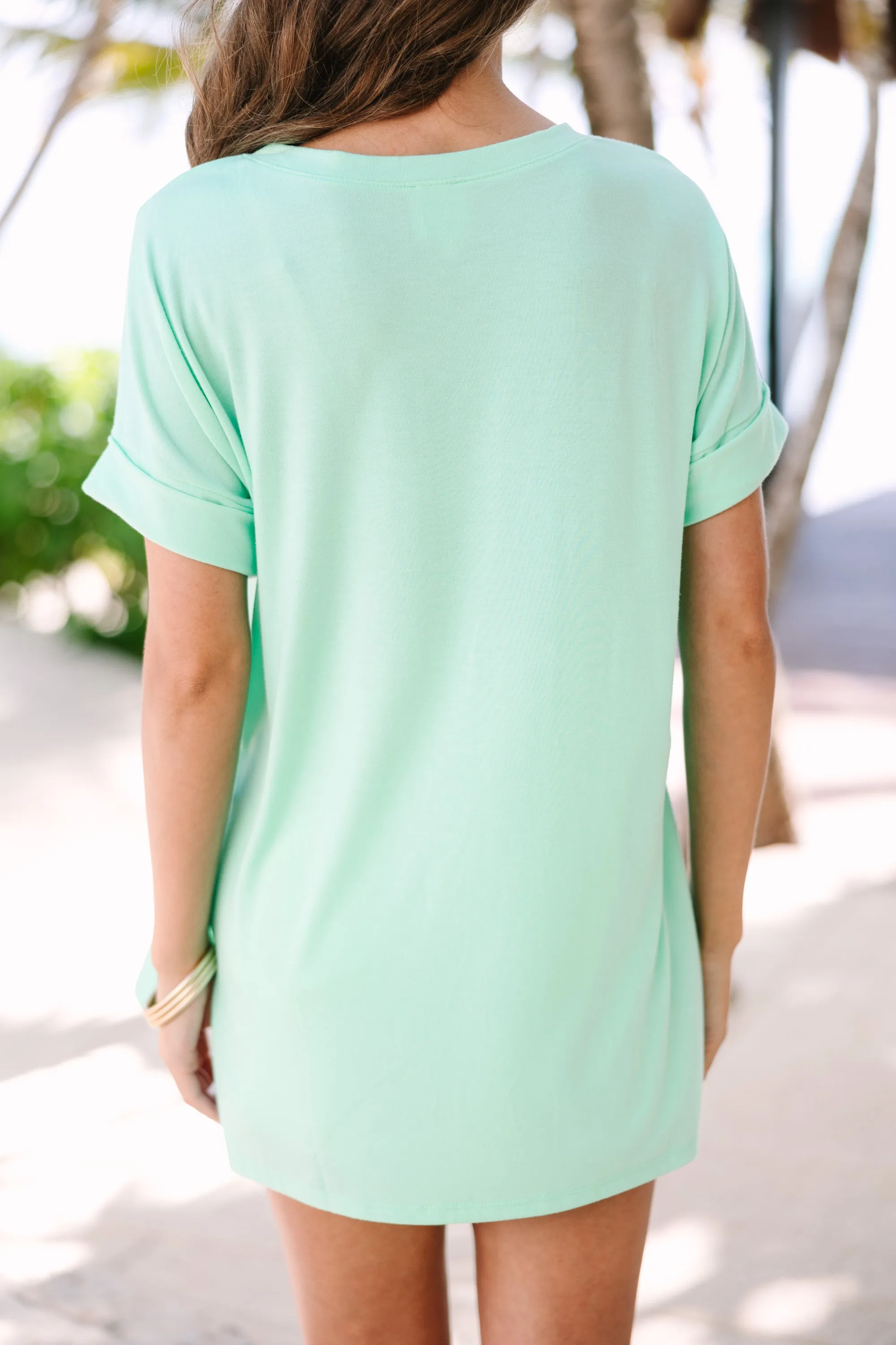 Make Your Life Easy Mint Green V-neck Top
